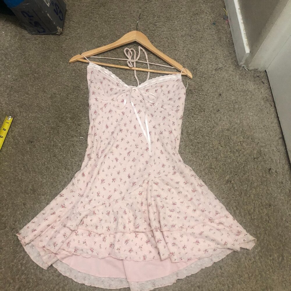 Pink Floral Mini Dress Femini Size L Bear Dance - Picture 7 of 13